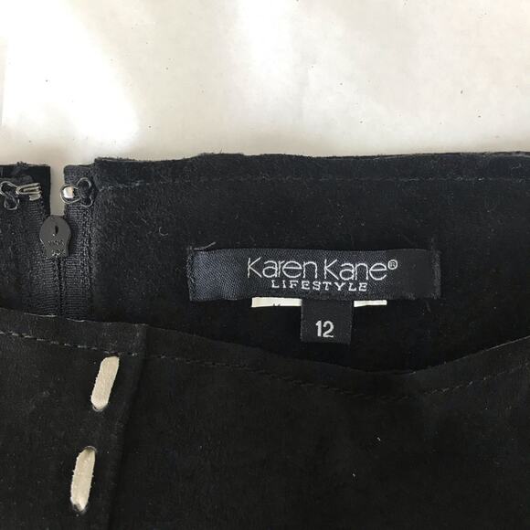 Karen Kane Vintage Y2K 90s Black Suede Leather coastal cowgirl western skirt 12 - Picture 9 of 9